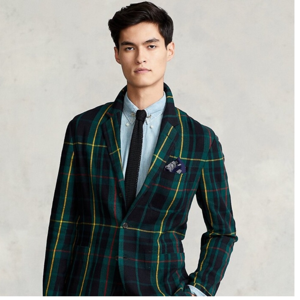 Ralph Lauren Plaid Flannel Green Tartan Sport Coat Blazer  NWT 44L